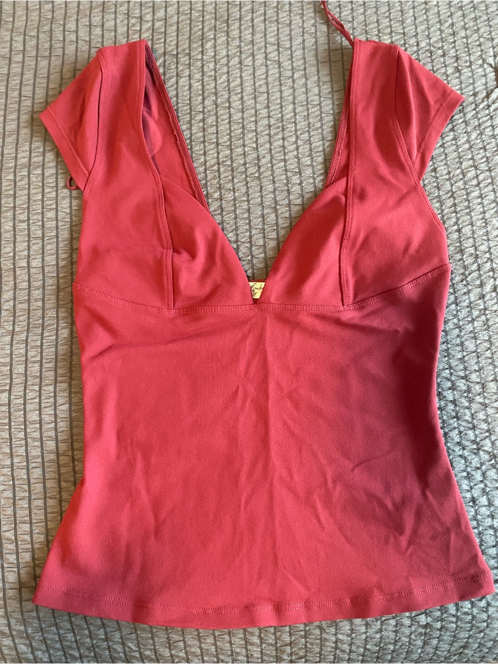 Free People Rose-Red Deep V Scoop Camisole